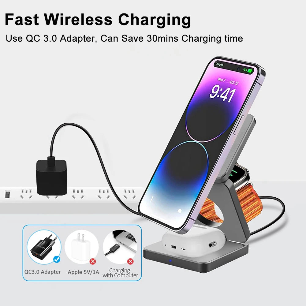 Wireless Charger for iPhone 3 in 1  iPhone 15 14 13 12 Pro Max