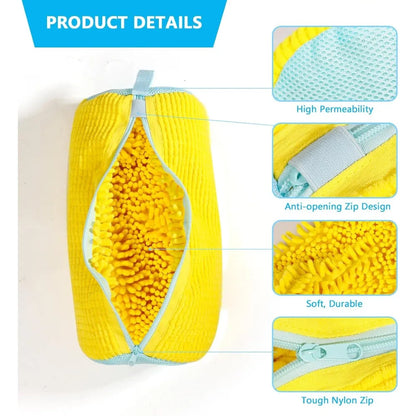 Durable Shoe Washing Machine Bag for All Shoe Types-Yellow with Blue Zipper